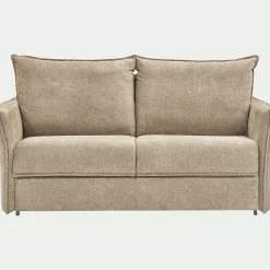 Canapé 4 places convertible en tissu avec matelas densité 35kg/m3 - beige roucas