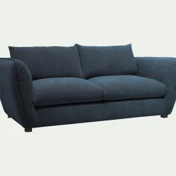 Canapé 3 places convertible en tissu Nature - bleu