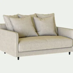 Canapé 2 places convertible tissu mixte - beige alpilles
