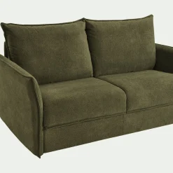 Canapé 4 places convertible en tissu avec matelas densité 35kg/m3 - vert cèdre