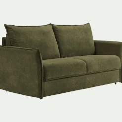 Canapé 3 places convertible avec matelas en tissu densité 35kg/m3 - vert cèdre