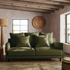 Canapé 3 places convertible en tissu - vert cèdre