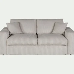 Canapé 3 places convertible en velours côtelé - beige roucas