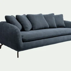 Canapé 4 places convertible en tissu tramé - bleu