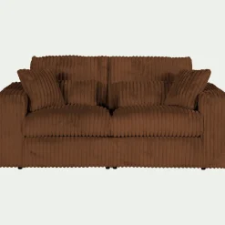 Canapé 3 places convertible en velours côtelé bita - brun rustrel