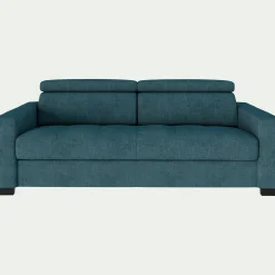 Canapé 3 places convertible en tissu monclar avec accoudoirs 20cm - bleu niolon