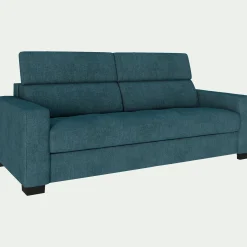Canapé 3 places convertible en tissu monclar avec accoudoirs 20cm - bleu niolon