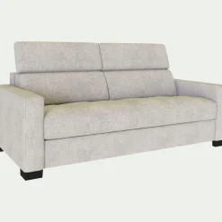 Canapé 2 places convertible matelas Bultex en tissus monclar avec accoudoirs 15cm - beige roucas