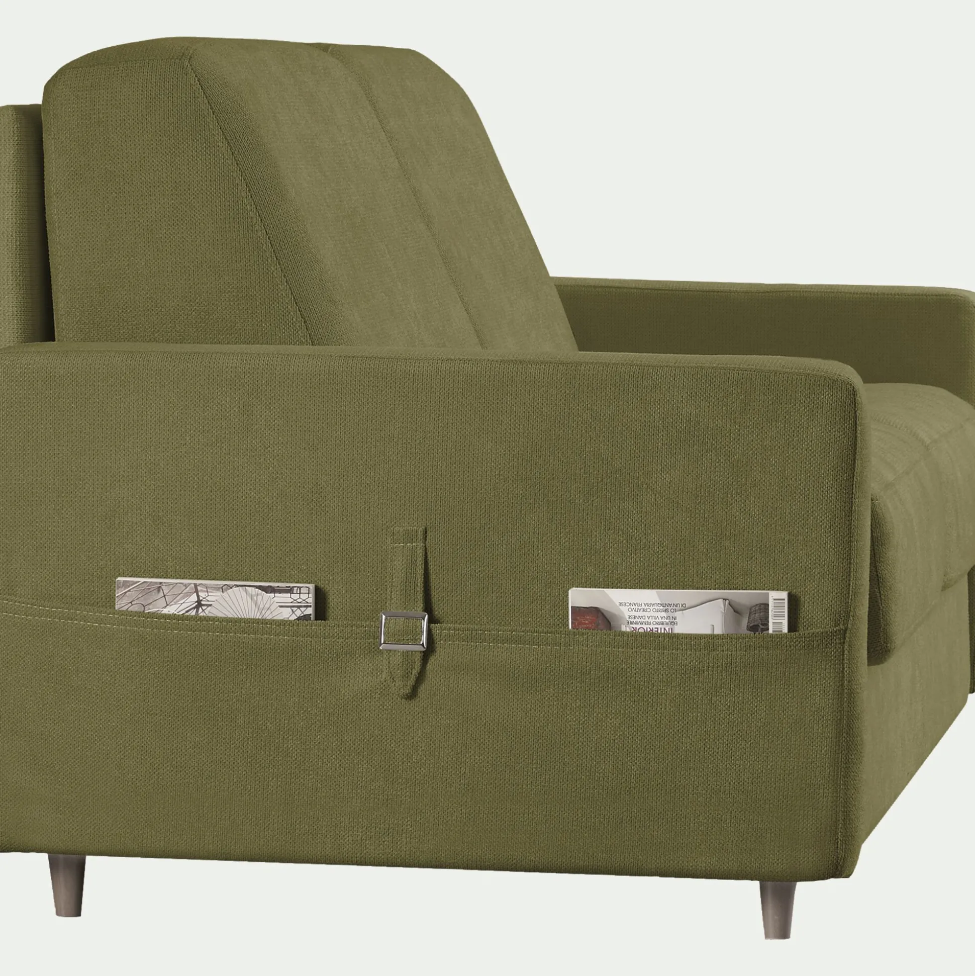 Canapé 4 places convertible en tissu Sogno densité 35kg/m3 - vert cèdre