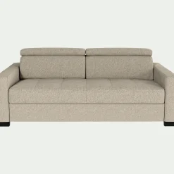 Canapé 3 places convertible en tissus pop avec accoudoirs 15cm - beige