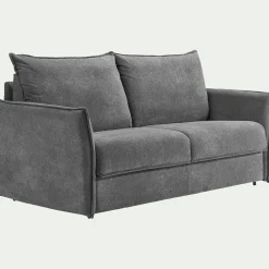 Canapé 3 places convertible en tissu avec matelas densité 25kg/m3 - gris restanque