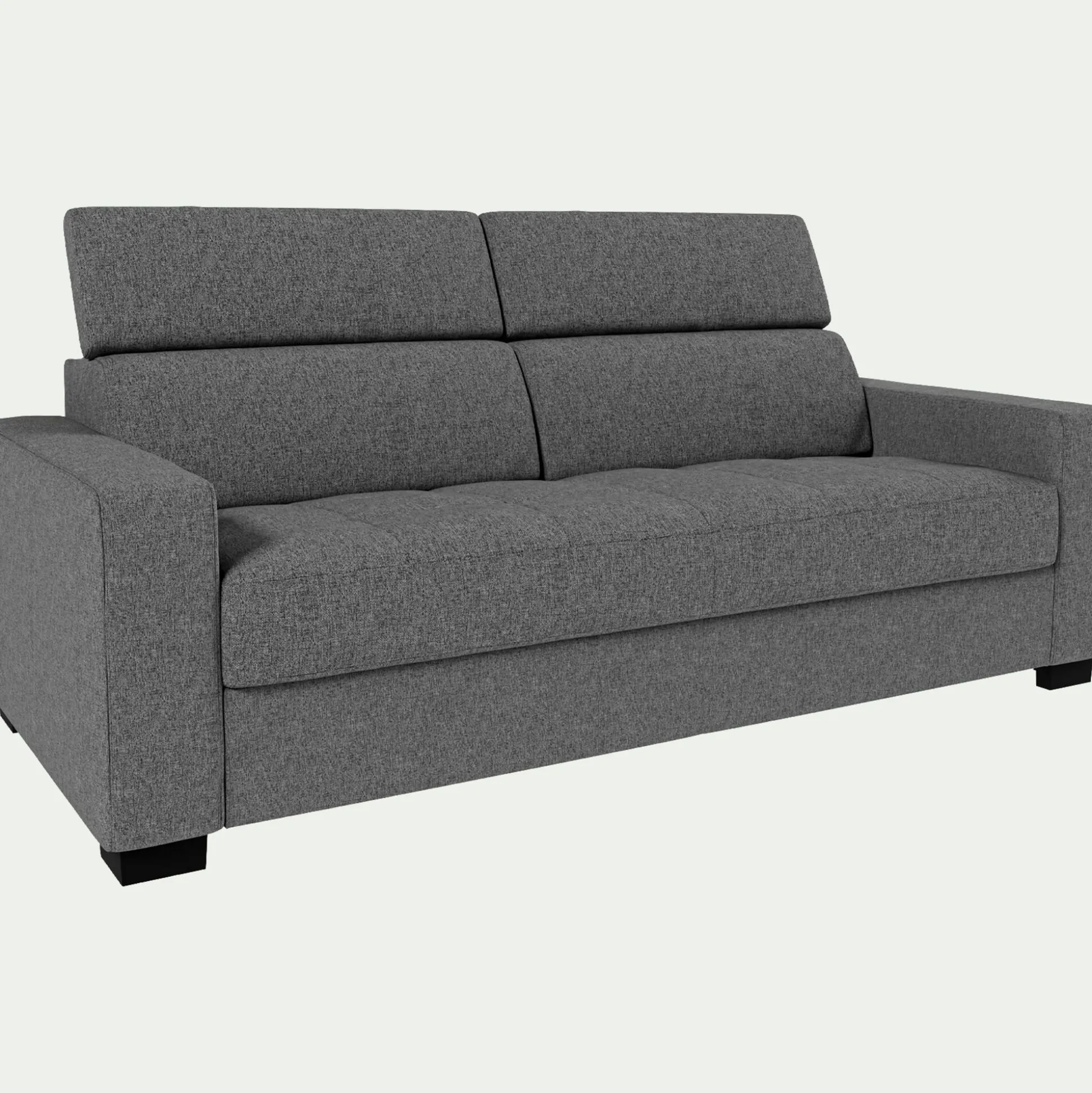 Canapé 3 places convertible en tissu avec accoudoirs 20cm - gris
