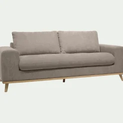Canapé 3 places convertible en tissu storm - taupe