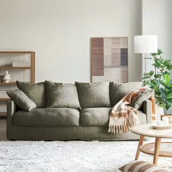 Canapé 4 places convertible en tissu - vert cèdre