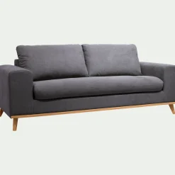 Canapé 3 places convertible en tissu Cosmo - gris anthracite