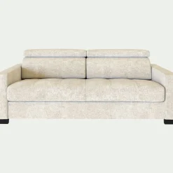 Canapé 3 places convertible en tissu genesis avec accoudoirs 15cm - blanc ventoux