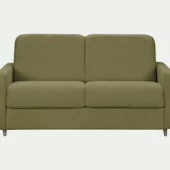 Canapé 3 places convertible en tissu Stella densité 25kg/m3 - vert cèdre