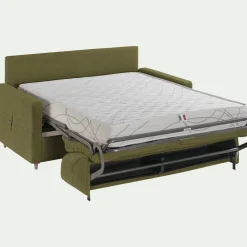Canapé 3 places convertible en tissu Stella densité 25kg/m3 - vert cèdre