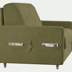 Canapé 3 places convertible en tissu Stella densité 25kg/m3 - vert cèdre