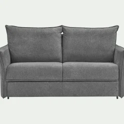 Canapé 3 places convertible en tissu avec matelas densité 35kg/m3 - gris restanque
