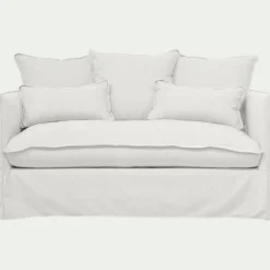 Canapé 2 places convertible en tissu wind - blanc écru