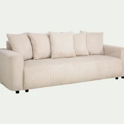 Canapé 4 places convertible en velours côtelé - beige roucas