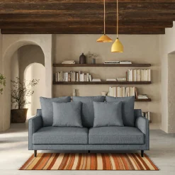 Canapé 3 places convertible matelas Bultex tissu mixte - gris ardoise