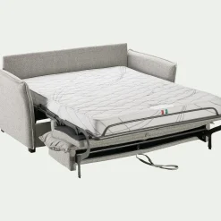 Canapé 3 places convertible en tissu Sogno avec matelas densité 35kg/m3 - gris borie