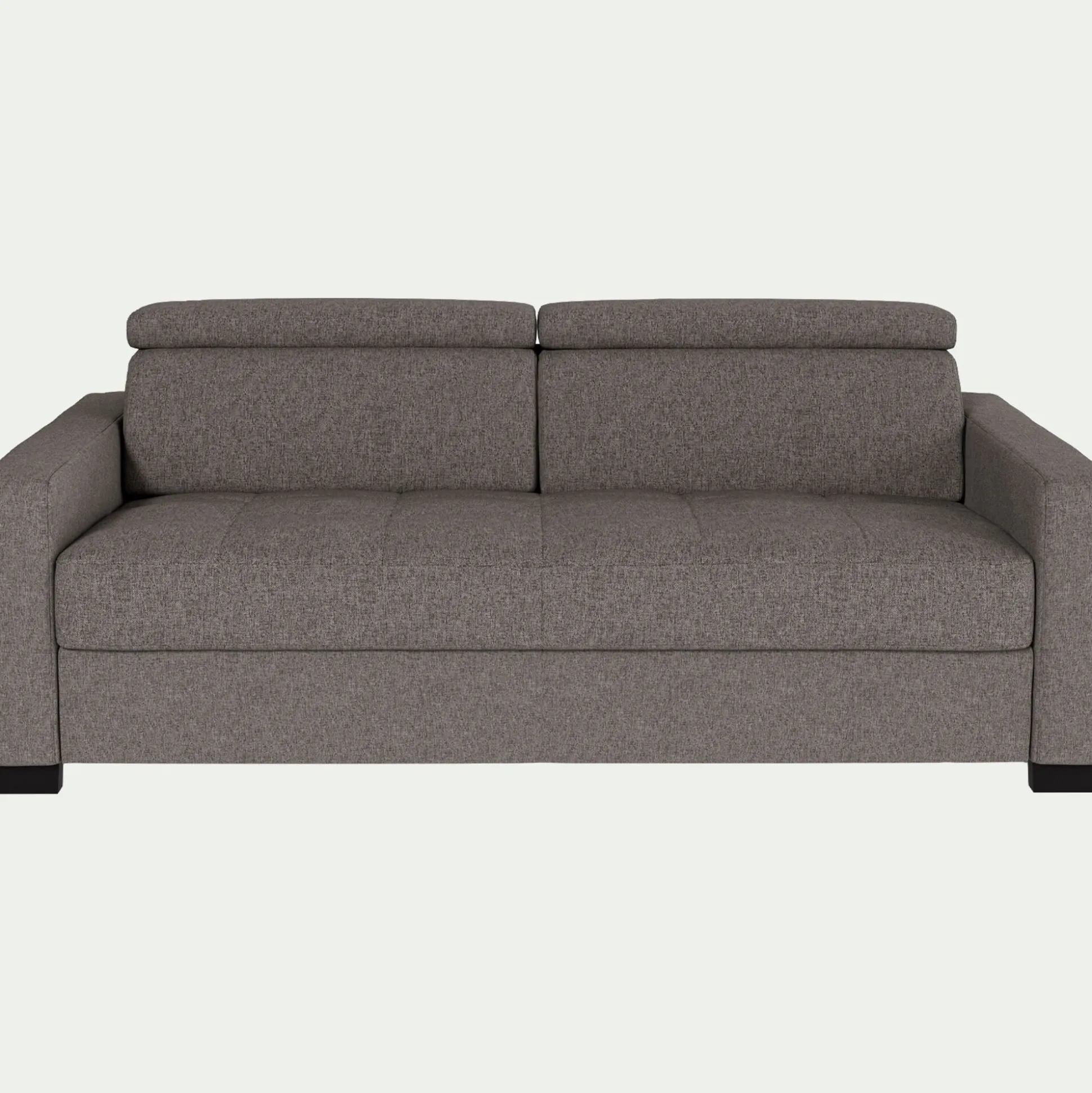 Canapé 3 places convertible en tissus pop avec accoudoirs 15cm - taupe