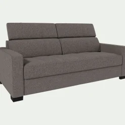 Canapé 3 places convertible en tissus pop avec accoudoirs 15cm - taupe