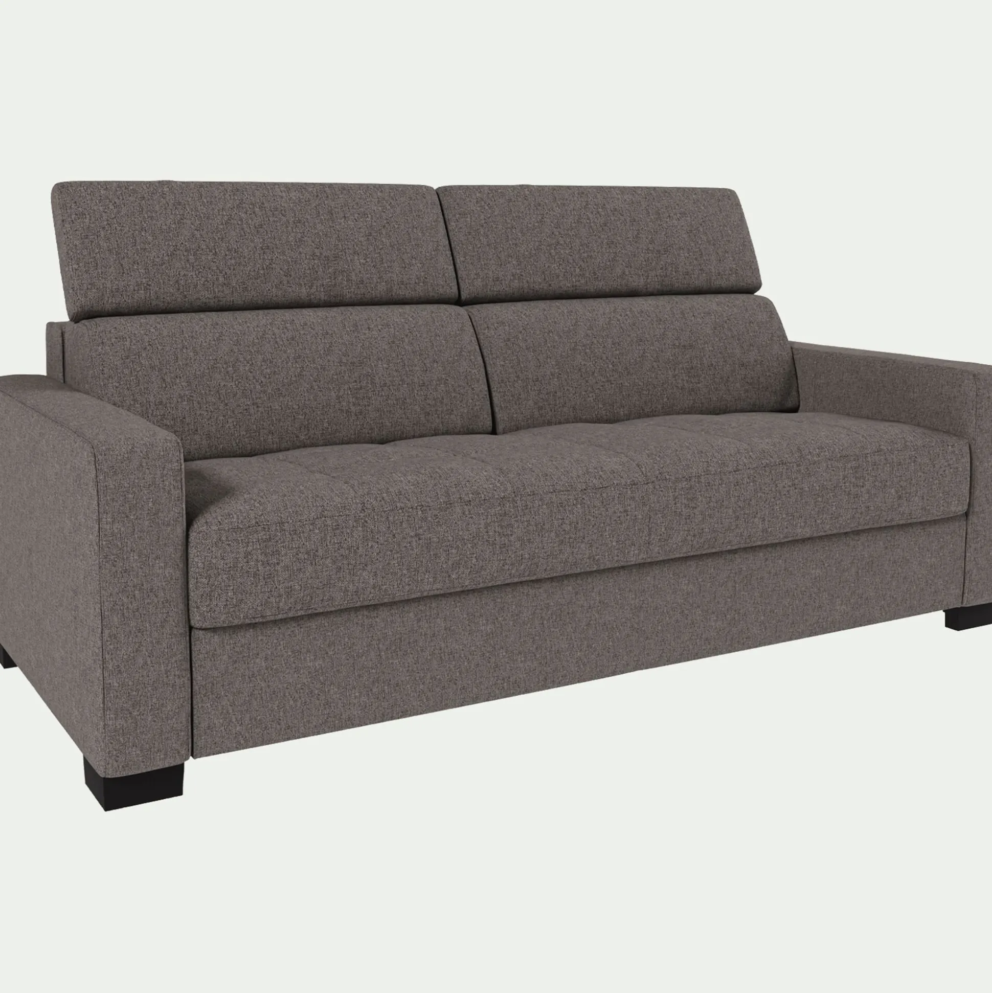 Canapé 3 places convertible en tissus pop avec accoudoirs 15cm - taupe