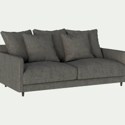 Canapé 3 places droit convertible matelas Bultex tissu joint - gris restanque