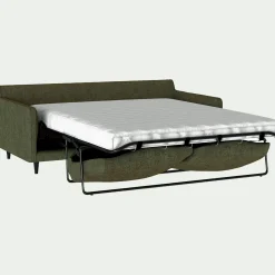 Canapé 3 places droit convertible matelas Bultex tissu joint - vert cedre