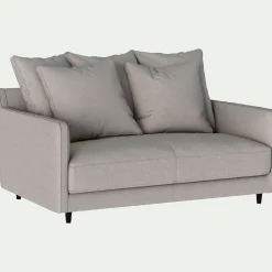 Canapé 2 places droit convertible matelas Bultex en tissu joint - gris borie