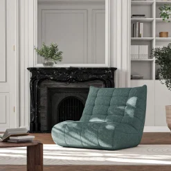 Canapé 2 places fiixe en tissu chenille - bleu calaluna