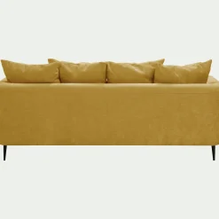 Canapé 3 places fixe droit en tissu cannes - jaune argan