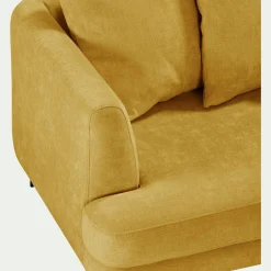 Canapé 3 places fixe droit en tissu cannes - jaune argan