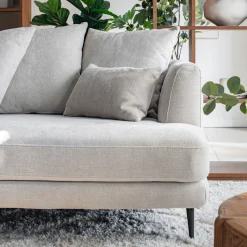 Canapé 5 places fixe droit en tissu cannes - beige roucas