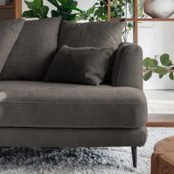 Canapé 5 places fixe droit en tissu cannes - marron