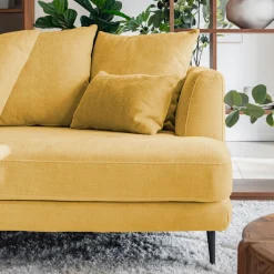 Canapé 5 places fixe droit en tissu cannes - jaune argan