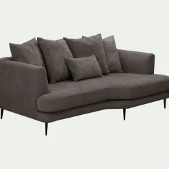 Canapé 3 places fixe droit en tissu cannes - marron