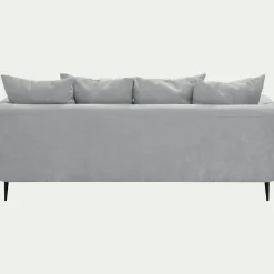 Canapé 3 places fixe droit en tissu cannes - gris