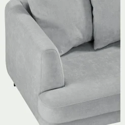 Canapé 5 places fixe droit en tissu cannes - gris