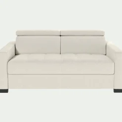 Canapé 2 places fixe en cuir avec accoudoirs 15cm - blanc