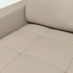 Canapé 2 places fixe en cuir avec accoudoirs 15cm - beige