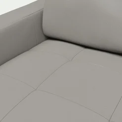 Canapé 2 places fixe en cuir avec accoudoir 15cm - gris borie