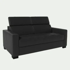 Canapé 2 places fixe en cuir avec accoudoirs 15cm - brun terre d'ombre