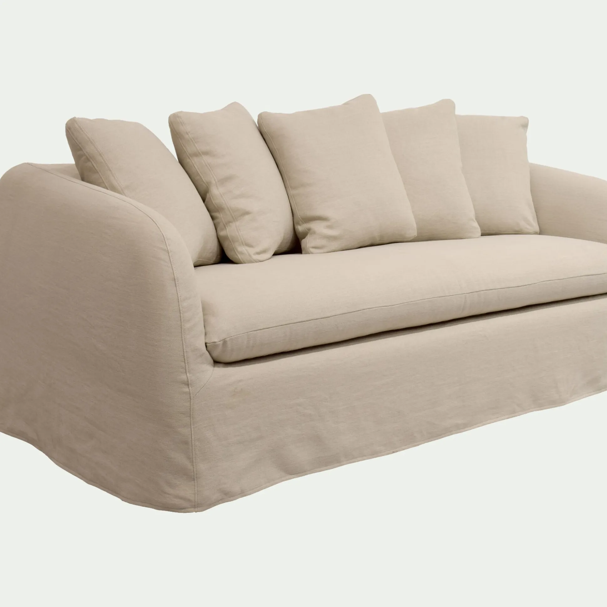 Canapé 3 places fixe en lin - beige alpilles