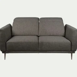 Canapé 2 places fixe en tissu avec fonction avance-recul - gris restanque
