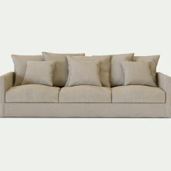 Canapé 5 places fixe en tissu - beige alpilles